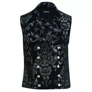 MEN'S VICTORIAN GENTLEMAN'S ARISTOCRAT VEST TAPESTRY STYLISH CASUAL VEST SILVER